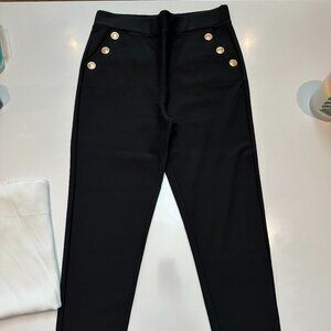 R.SOFIA Petite Black Pull On Pant w Pockets Stretchy Size PL
